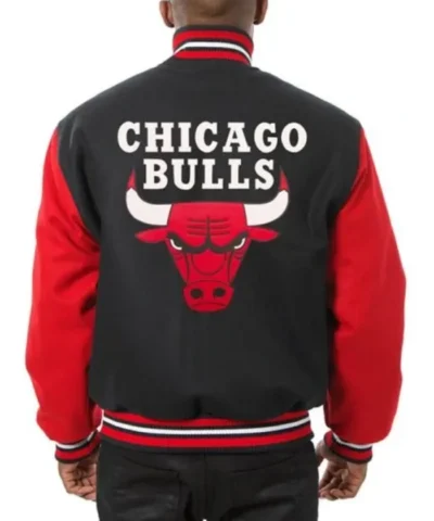 Chicago Bulls Varsity Black and Red Wool Jacket