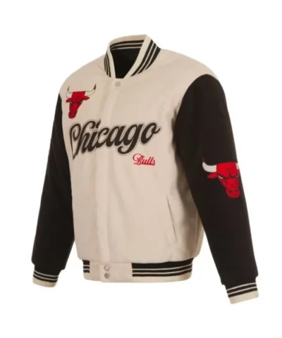 Buy Chicago Bulls Varsity Full-Snap Wool Cream and Black Jacket