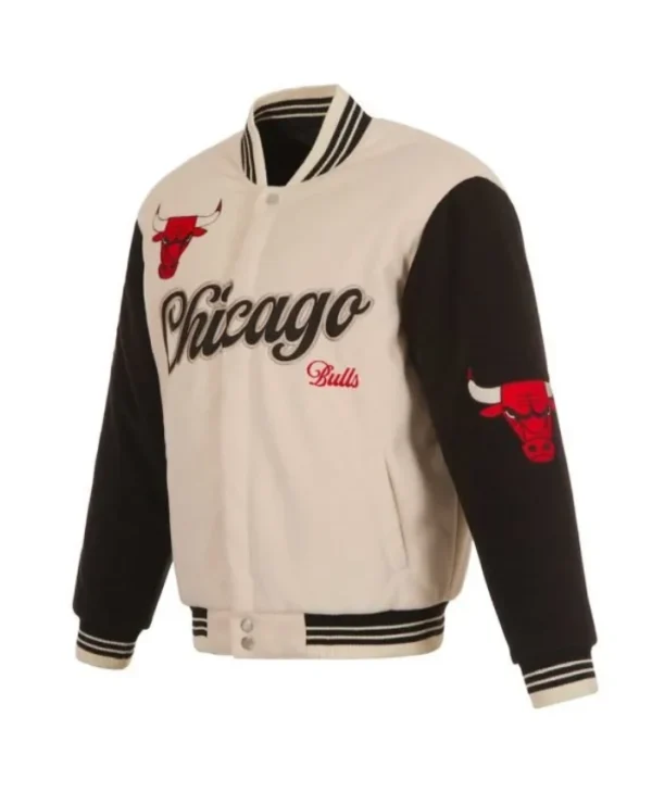 Buy Chicago Bulls Varsity Full-Snap Wool Cream and Black Jacket