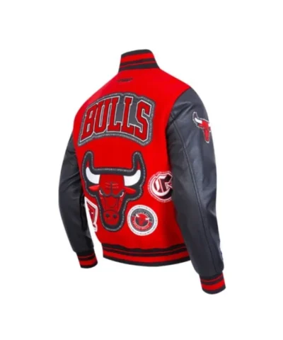 RedBlack Chicago Bulls Diy Pick Stitch Varsity WoolLeather Jacket