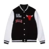 Chicago Bulls Full-Snap Varsity WoolLeather Black and White Jacket
