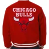 Chicago Bulls Embroidered Varsity Red Wool Jacket