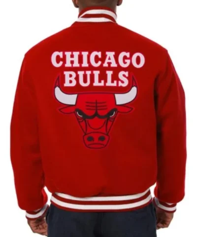 Chicago Bulls Embroidered Varsity Red Wool Jacket