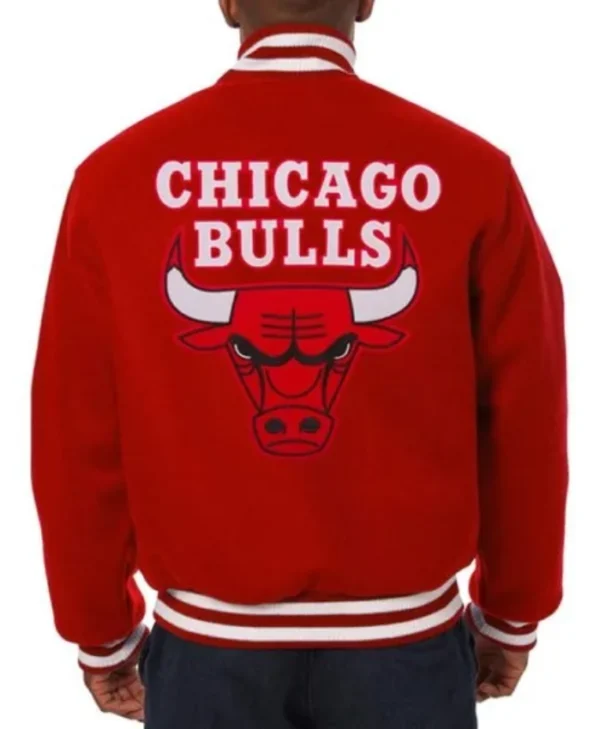 Chicago Bulls Embroidered Varsity Red Wool Jacket