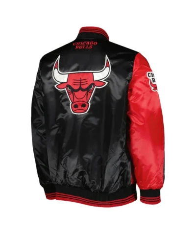 Fast Break Chicago Bulls Red and Black Satin Jacket