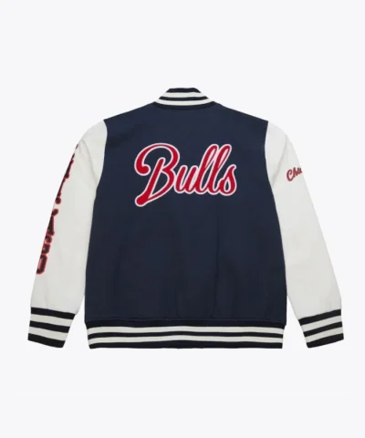 Chicago Bulls Navy and White Fleece Varsity Jacket
