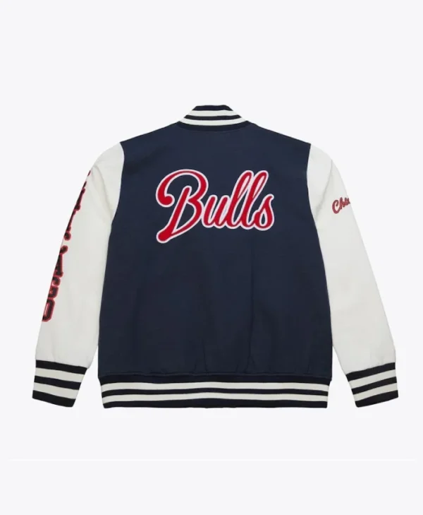 Chicago Bulls Navy and White Fleece Varsity Jacket