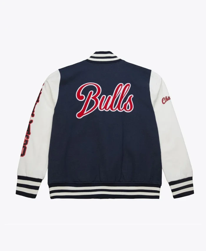 Chicago Bulls Navy and White Fleece Varsity Jacket