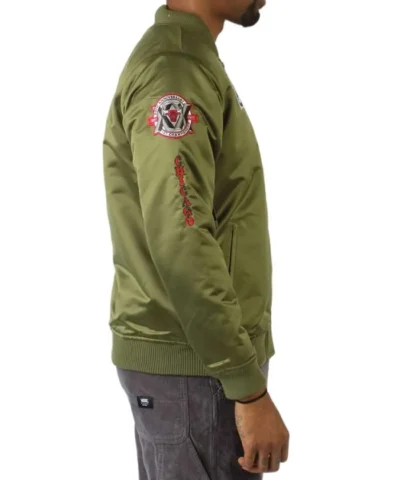 Shop Chicago Bulls Flight Bomber Green Full-Zip Satin Jacket