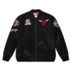 Chicago Bulls Flight Bomber Black Satin Full-Zip Jacket