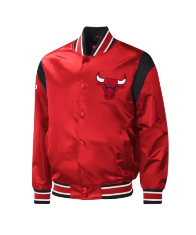 Chicago Bulls Force Play Red Varsity Satin Jacket