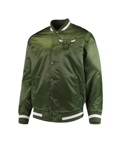 Chicago Bulls Forest Full-Snap Varsity Satin Jacket