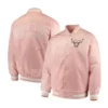 Chicago Bulls Full-Snap Varsity Satin Pink Jacket