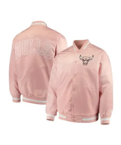 Chicago Bulls Full-Snap Varsity Satin Pink Jacket