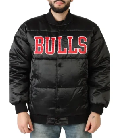 RedBlack Chicago Bulls G-111 Satin Full-Snap Puffer Jacket