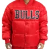 RedBlack Chicago Bulls G-111 Satin Full-Snap Black Puffer Jacket