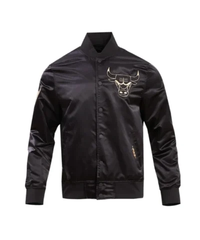 Shop Black Chicago Bulls Gold Logo Full-Snap Satin Jacket
