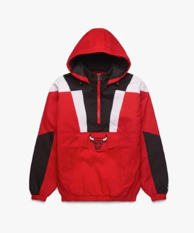 Shop Chicago Bulls Half-Zip Pullover Hooded Red Jacket