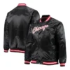 Chicago Bulls Hardwood Classics Raglan Full Snap Satin Bomber Black Jacket