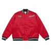 Chicago Bulls Heavyweight Bomber Full-Snap Red Satin Jacket