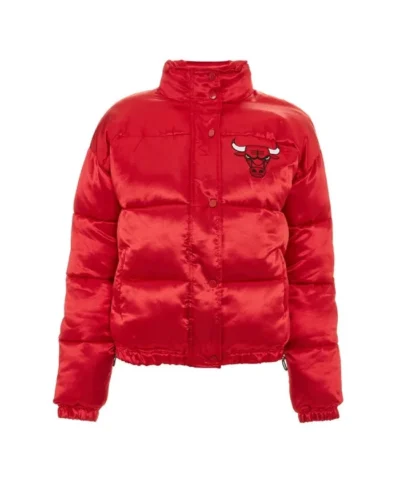 Chicago Bulls High School Puffer Shiny Red Jacket