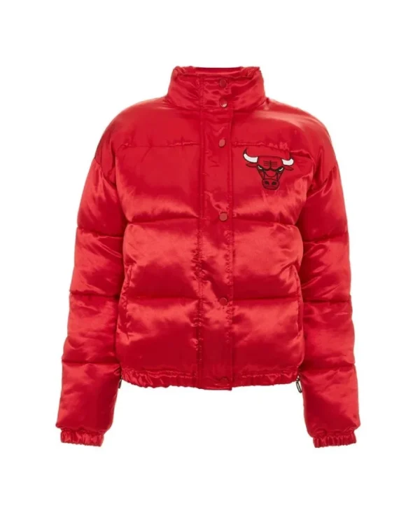 Chicago Bulls High School Puffer Shiny Red Jacket
