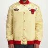 Chicago Bulls Light Gold Satin Full-Snap Jacket