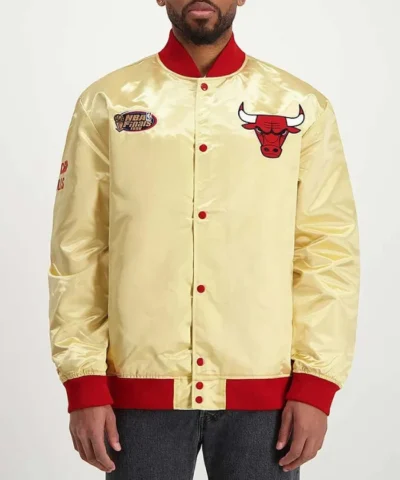 Chicago Bulls Light Gold Satin Full-Snap Jacket