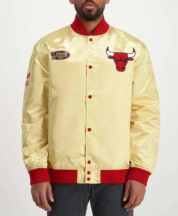 Chicago Bulls Light Gold Satin Full-Snap Jacket