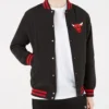 Chicago Bulls Logo Full-Snap Black Bomber Jacket