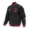 Shop Chicago Bulls Logoman Shadow Full-Snap Varsity Wool Black Jacket