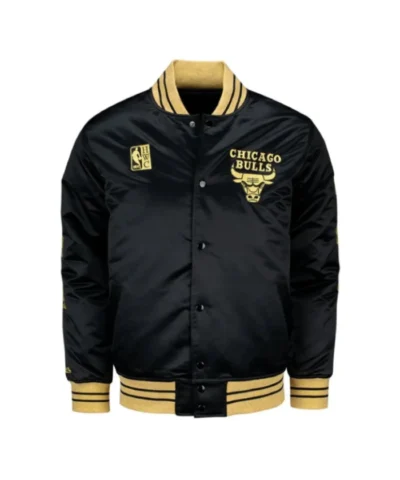 Chicago Bulls MVP Full-Snap Black Satin Jacket