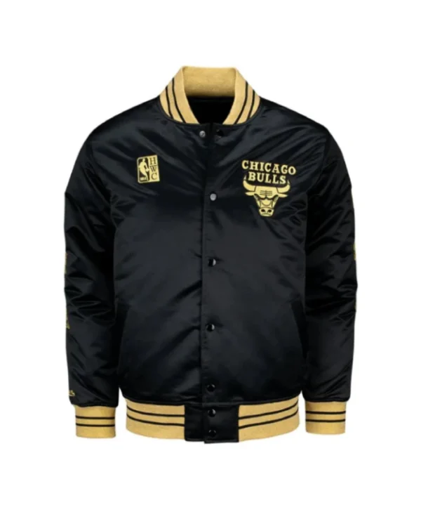 Chicago Bulls MVP Full-Snap Black Satin Jacket