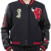 6X Chicago Bulls Mashup WoolLeather Black Varsity Jacket
