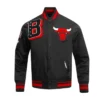 Chicago Bulls Mashup Classic Rib Full-Snap Satin Black Jacket