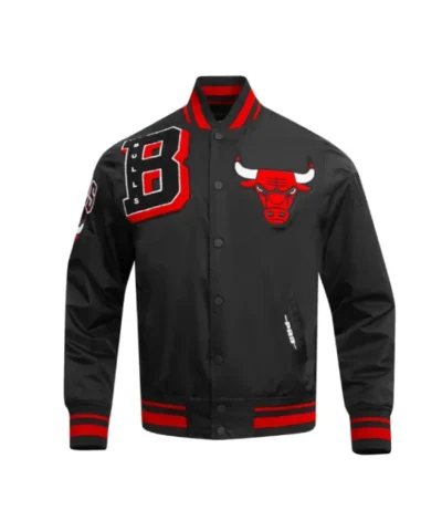 Chicago Bulls Mashup Classic Rib Full-Snap Satin Black Jacket