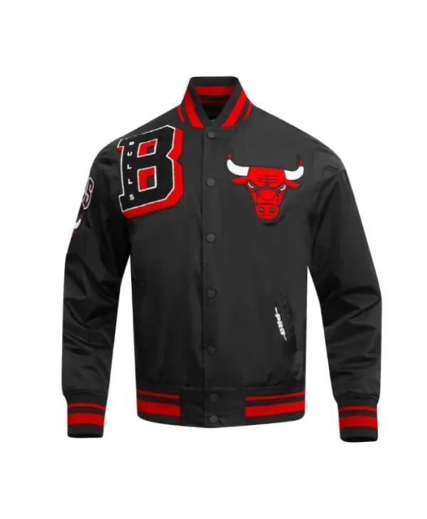 Chicago Bulls Mashup Classic Rib Full-Snap Satin Black Jacket