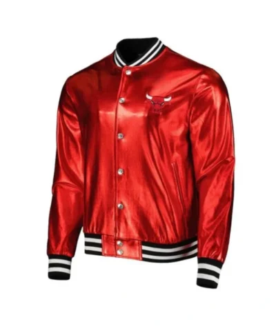 Shop Chicago Bulls Metallic Red Jacket