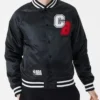 Chicago Bulls NBA Bomber Full-Snap Varsity Satin Black Jacket
