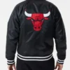 Chicago Bulls NBA Bomber Black Satin Jacket