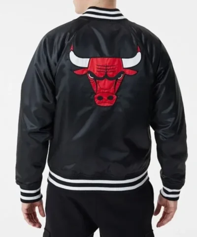 Chicago Bulls NBA Bomber Black Satin Jacket