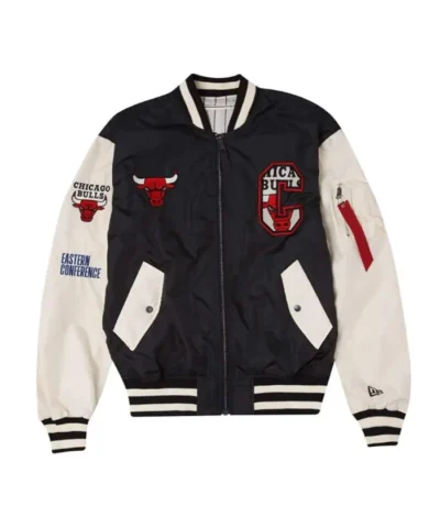 New Era Chicago Bulls Black Bomber Full-Zip Jacket