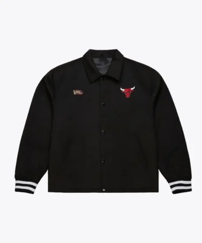 Chicago Bulls Oversweep Varsity Full-Snap Black Wool Jacket