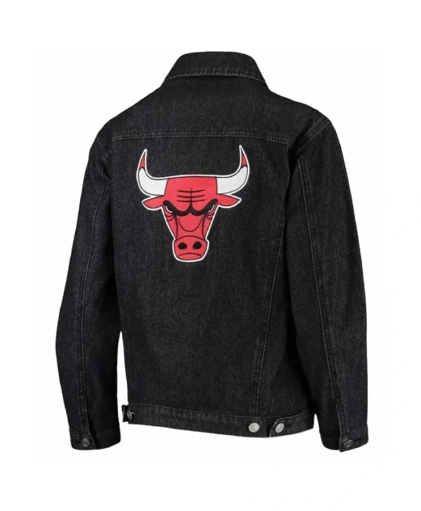 Chicago Bulls Patch Denim Black Jacket