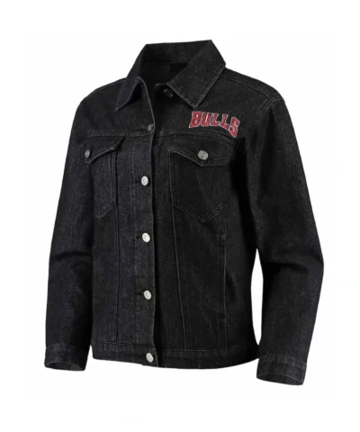 Shop Chicago Bulls Patch Button-Up Denim Black Jacket
