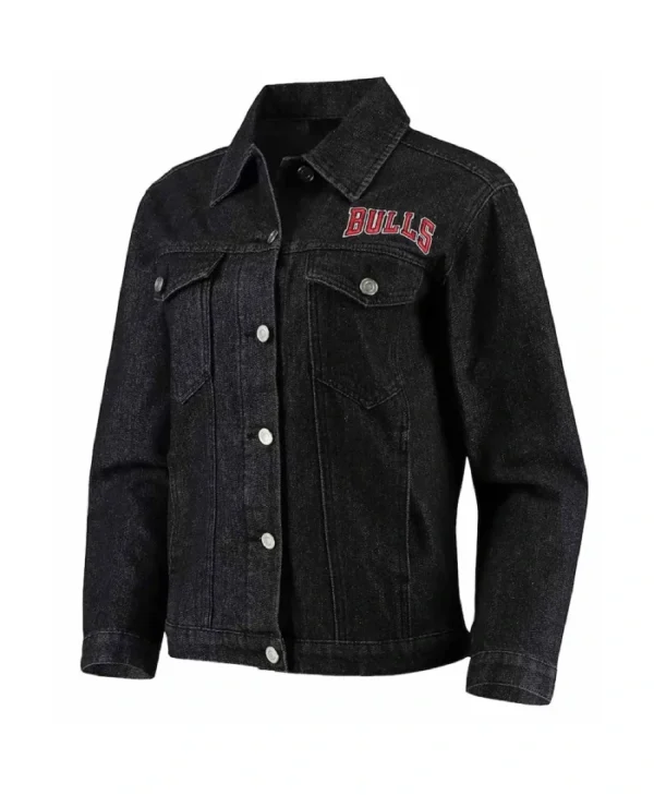 Shop Chicago Bulls Patch Button-Up Denim Black Jacket