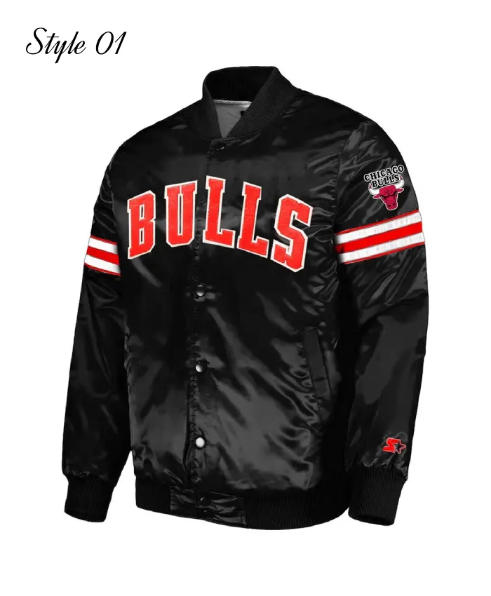 Chicago Bulls Pick & Roll Full-Snap Varsity Black Jacket