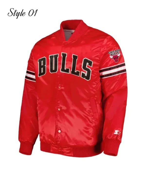Shop Chicago Bulls Pick & Roll Full-Snap Varsity Satin Jacket