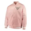 Chicago Bulls Full-Snap Varsity Pink Satin Jacket
