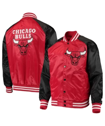 Chicago Bulls Point Guard RedBlack Full-Snap Satin Jacket